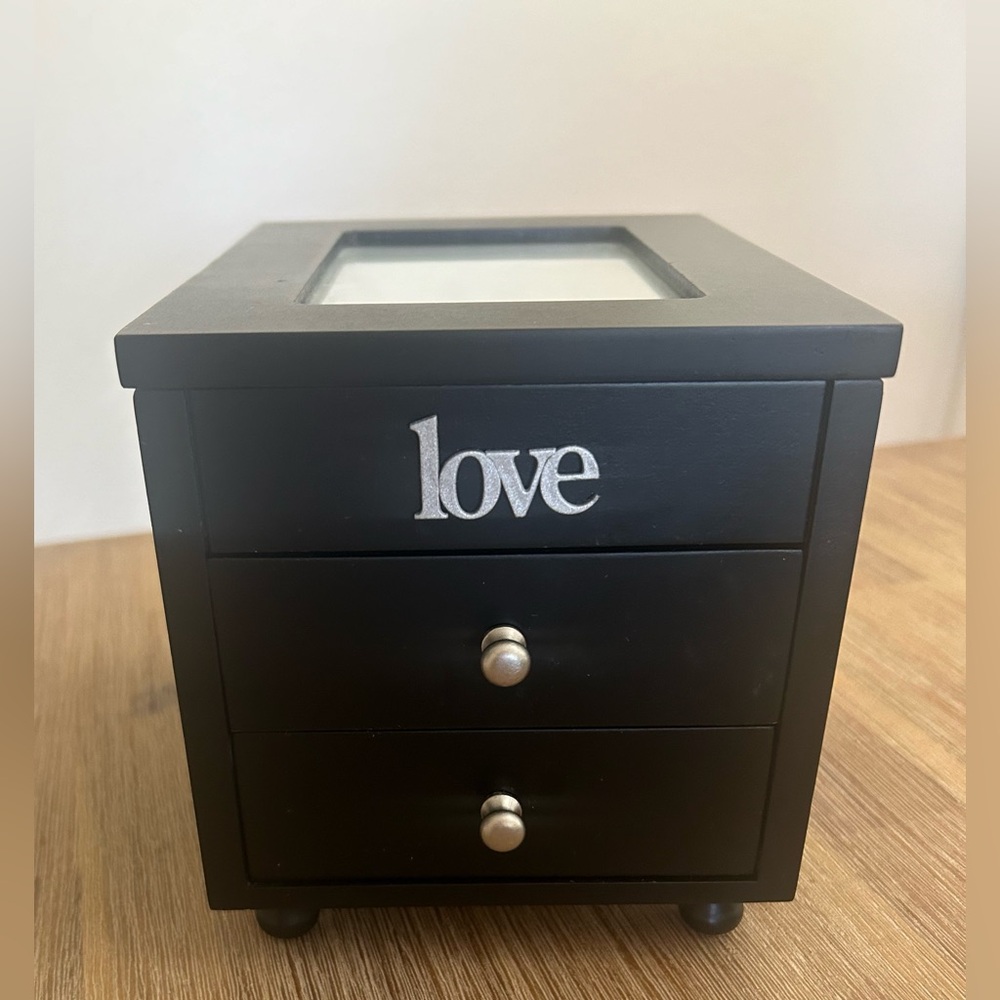 Black LOVE Jewelry Box with Drawers & Picture Frame